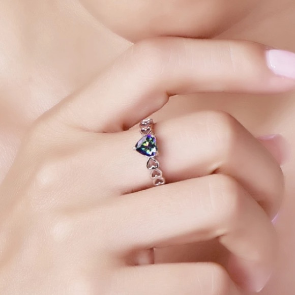 925Sterling silver multicolor cubic zirconia heart - Picture 3 of 5